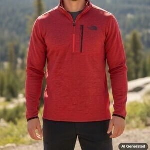 The North Face Canyonlands 1/2 Zip Heathered Red - Size Large